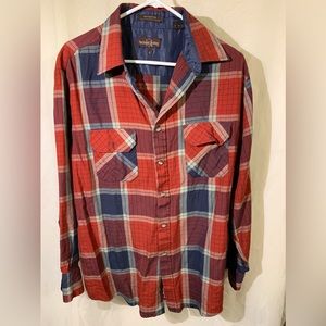 North West Territories Men's LS Flannel Red Plaid Shirt Size L